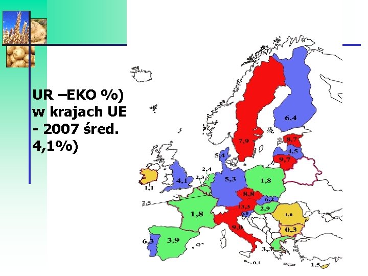 UR –EKO %) w krajach UE - 2007 śred. 4, 1%) 