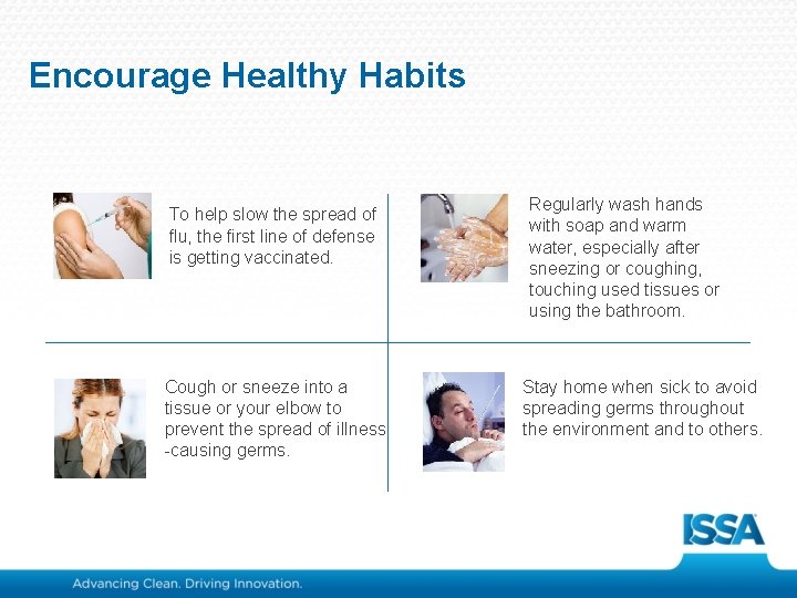 Encourage Healthy Habits To help slow the spread of flu, the first line of