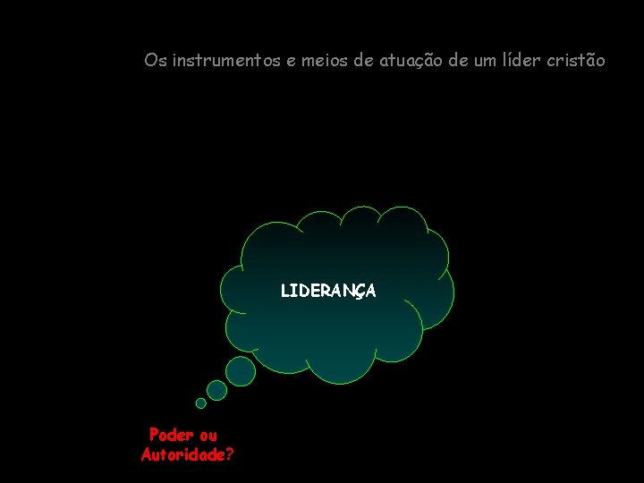 Os instrumentos e meios de atuação de um líder cristão LIDERANÇA Poder ou Autoridade?