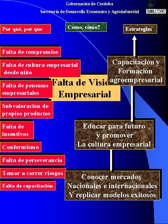 Gobernación de Córdoba Secretaria de Desarrollo Económico y Agroindustrial Cómo, cómo? Por qué, por