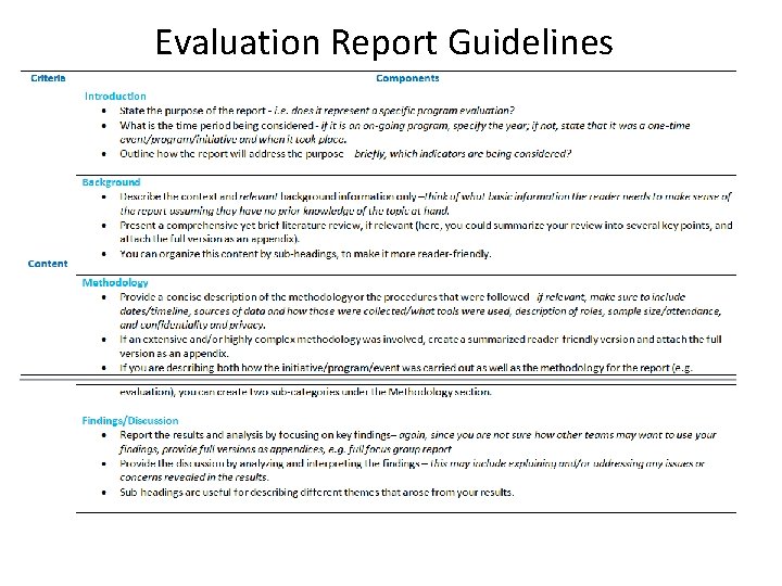 Evaluation Report Guidelines 