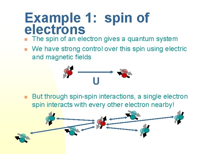 Example 1: spin of electrons n n The spin of an electron gives a