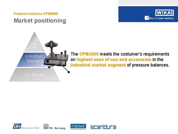 Pressure balance CPB 5800 Market positioning Highend Industrial / Standard Low-Budget The CPB 5800