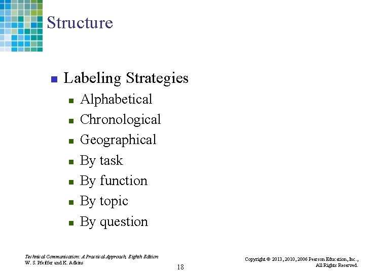 Structure n Labeling Strategies n n n n Alphabetical Chronological Geographical By task By
