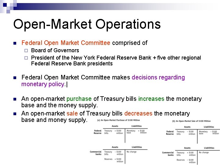 Open-Market Operations n Federal Open Market Committee comprised of Board of Governors ¨ President