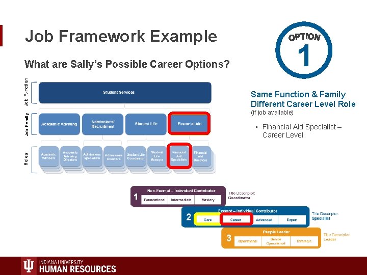 Job Framework Example 1 Roles Job Family Job Function What are Sally’s Possible Career