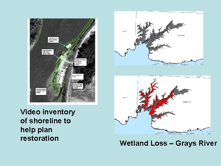 Video inventory of shoreline to help plan restoration Wetland Loss – Grays River 