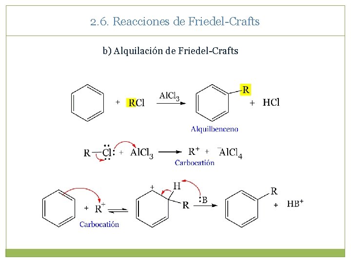 2. 6. Reacciones de Friedel-Crafts b) Alquilación de Friedel-Crafts 