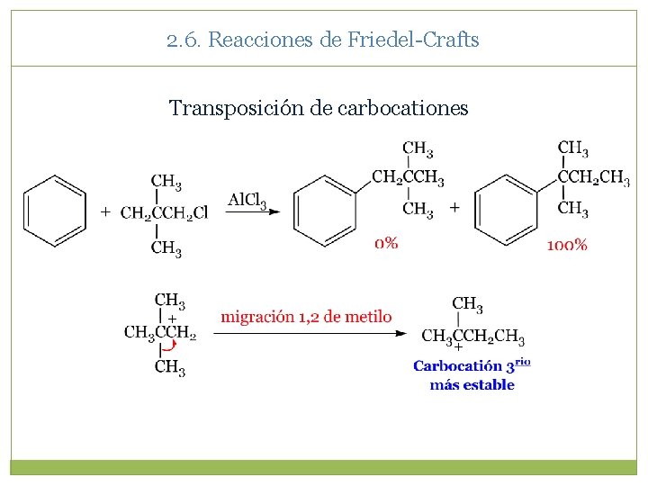 2. 6. Reacciones de Friedel-Crafts Transposición de carbocationes 2. 6. Reacciones de Friedel-Crafts Transposición de carbocationes