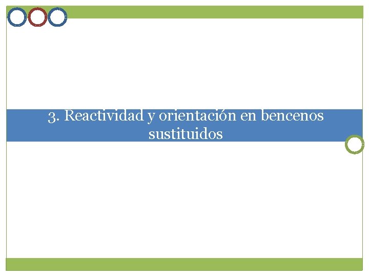 3. Reactividad y orientación en bencenos sustituidos 3. Reactividad y orientación en bencenos sustituidos