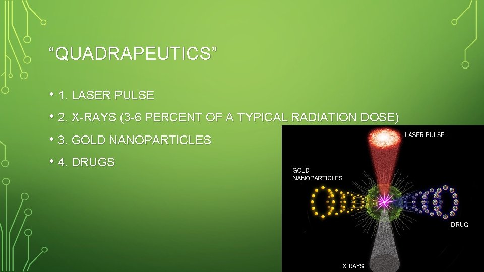 “QUADRAPEUTICS” • 1. LASER PULSE • 2. X-RAYS (3 -6 PERCENT OF A TYPICAL