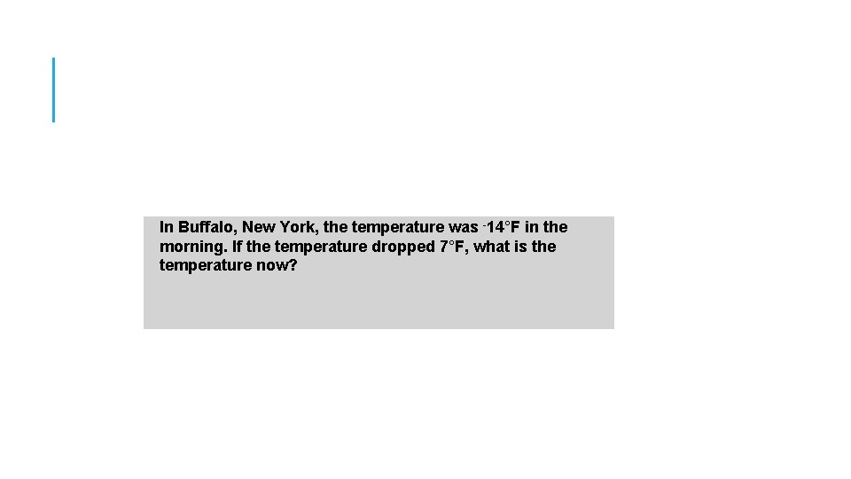 In Buffalo, New York, the temperature was -14°F in the morning. If the temperature