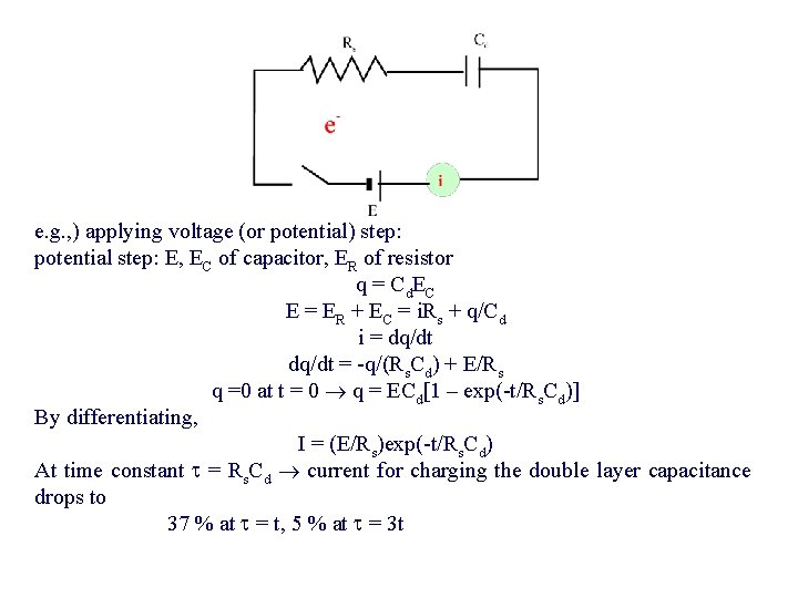 e. g. , ) applying voltage (or potential) step: potential step: E, EC e. g. , ) applying voltage (or potential) step: potential step: E, EC
