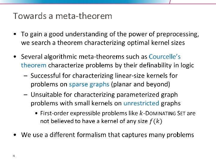 Towards a meta-theorem • 4 
