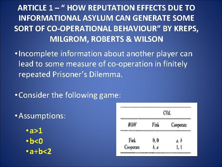 ARTICLE 1 – “ HOW REPUTATION EFFECTS DUE TO INFORMATIONAL ASYLUM CAN GENERATE SOME