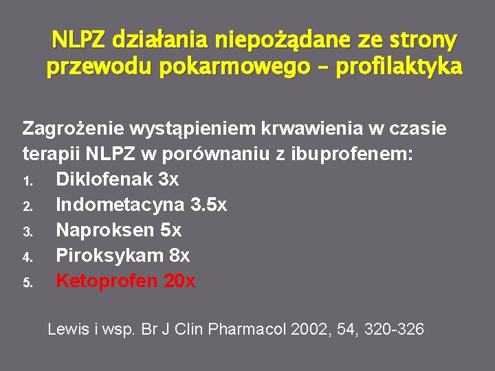 NLPZ działania niepożądane ze strony przewodu pokarmowego – profilaktyka Zagrożenie wystąpieniem krwawienia w czasie