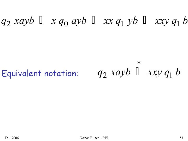 Equivalent notation: Fall 2006 Costas Busch - RPI 63 