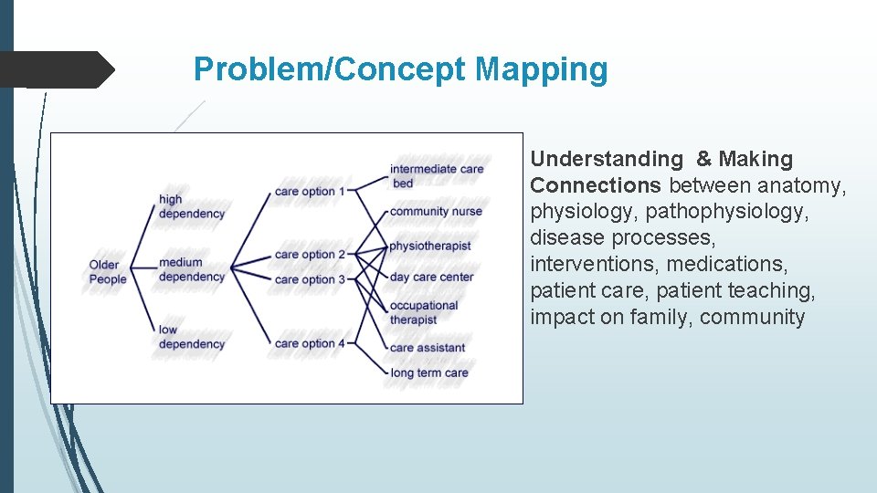 Problem/Concept Mapping Understanding & Making Connections between anatomy, physiology, pathophysiology, disease processes, interventions, medications,