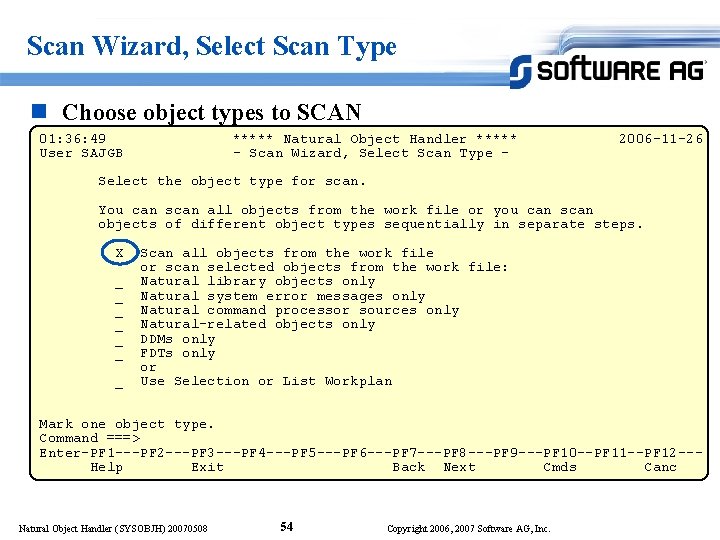 Scan Wizard, Select Scan Type n Choose object types to SCAN 01: 36: 49
