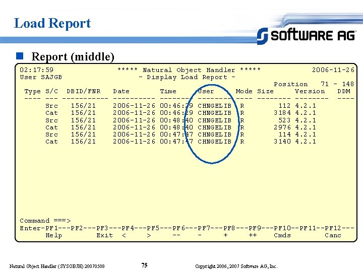 Load Report n Report (middle) 02: 17: 59 User SAJGB ***** Natural Object Handler