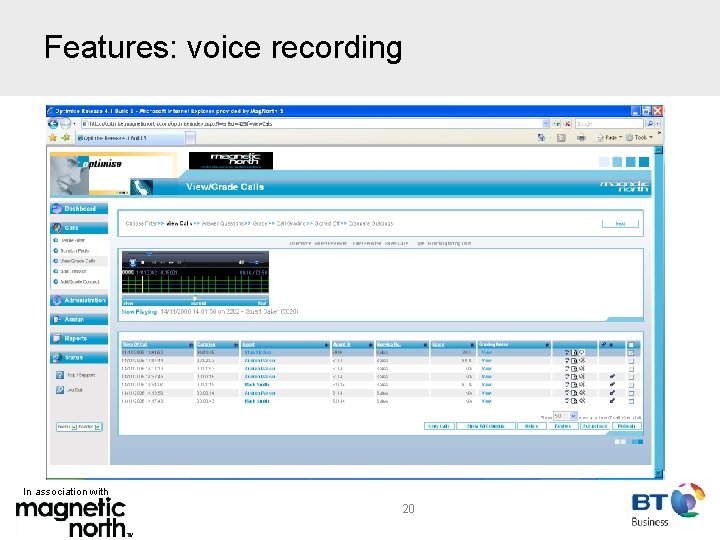 Features: voice recording In association with 20 
