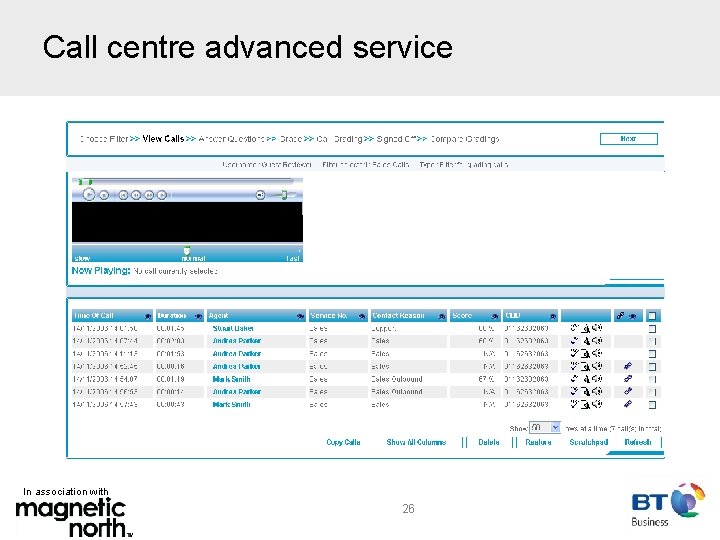 Call centre advanced service In association with 26 