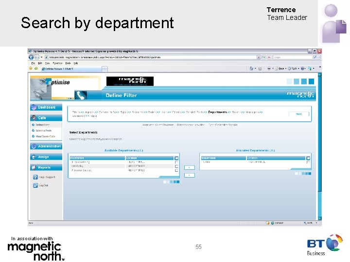 Terrence Team Leader Search by department In association with 55 