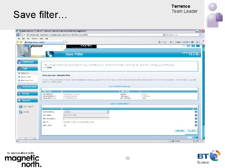 Terrence Team Leader Save filter… In association with 59 