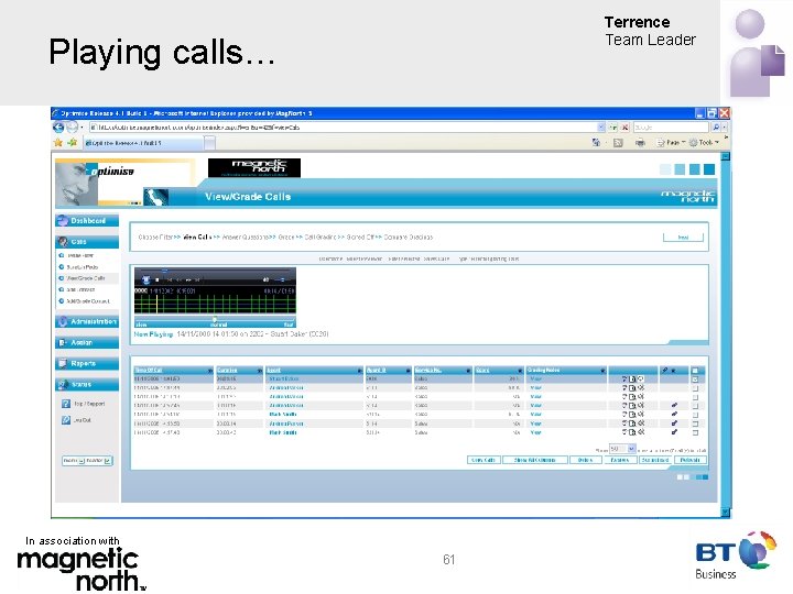 Terrence Team Leader Playing calls… In association with 61 