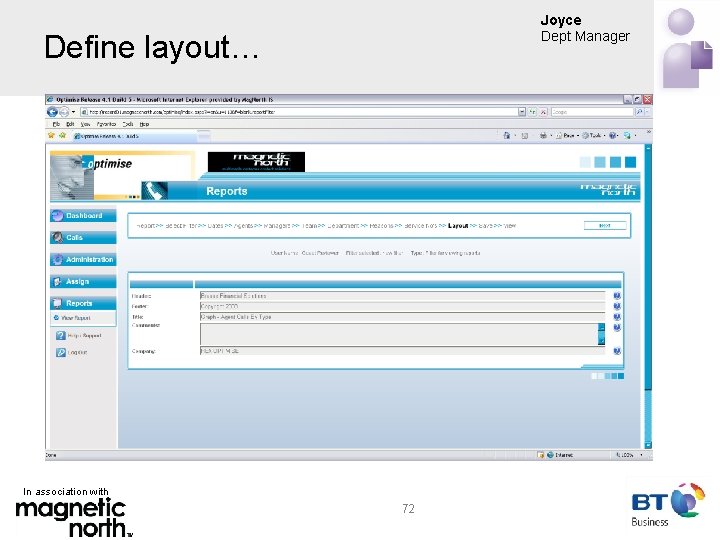 Joyce Dept Manager Define layout… In association with 72 