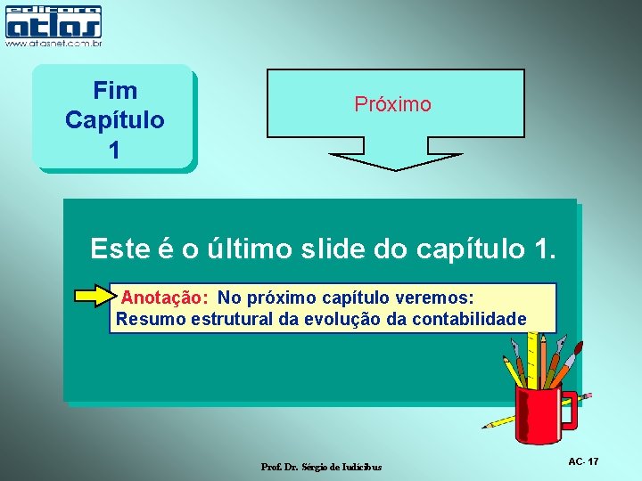 Fim Capítulo 1 Próximo Este é o último slide do capítulo 1. Anotação: No