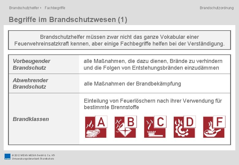 Brandschutzhelfer ‣ Fachbegriffe Brandschutzordnung Begriffe im Brandschutzwesen (1) Brandschutzhelfer müssen zwar nicht das ganze