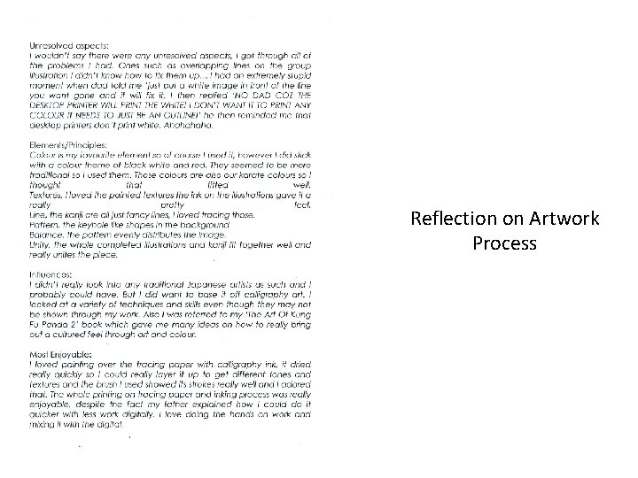 Reflection on Artwork Process 