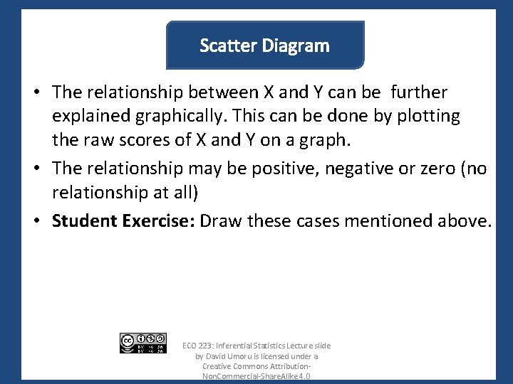 Scatter Diagram • The relationship between X and Y can be further explained graphically.