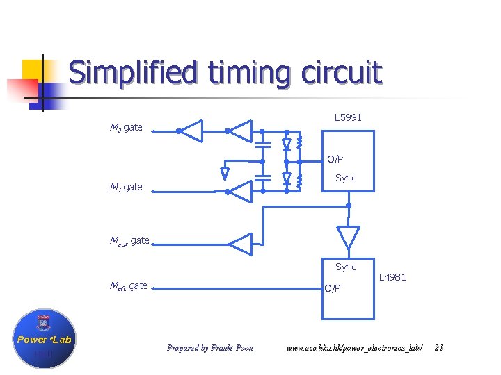 Simplified timing circuit L 5991 M 2 gate O/P Sync M 1 gate Maux