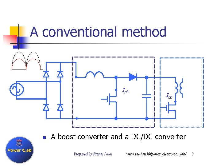 A conventional method Ipfc n Power e. Lab HKU Idc A boost converter and