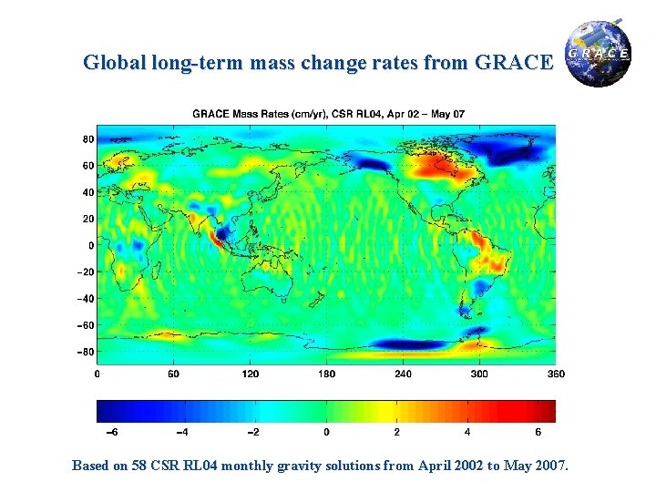 Global long-term mass change rates from GRACE Based on 58 CSR RL 04 monthly