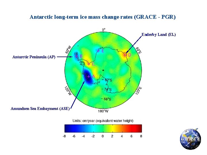 Antarctic long-term ice mass change rates (GRACE - PGR) Enderby Land (EL) Antarctic Peninsula