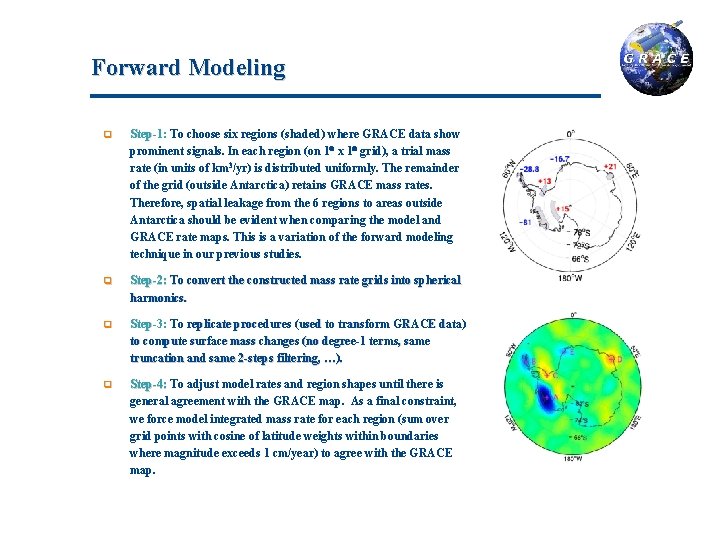 Forward Modeling q Step-1: To choose six regions (shaded) where GRACE data show prominent