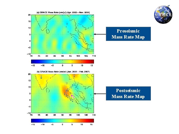 Preseismic Mass Rate Map Postseismic Mass Rate Map 