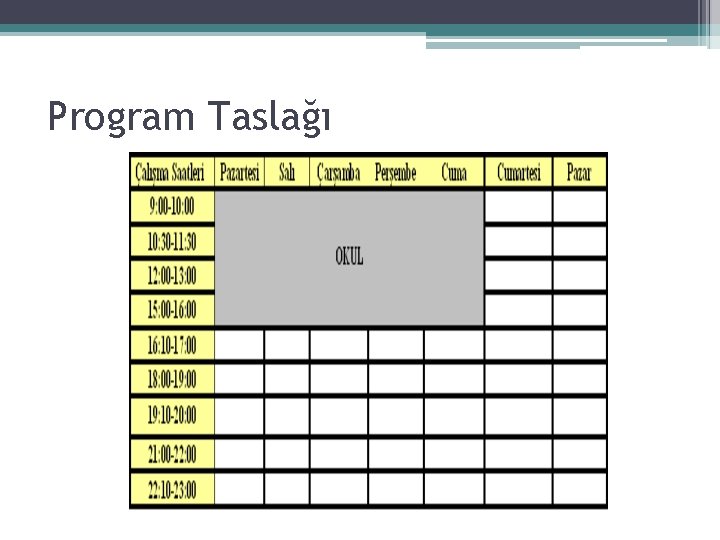 Program Taslağı 