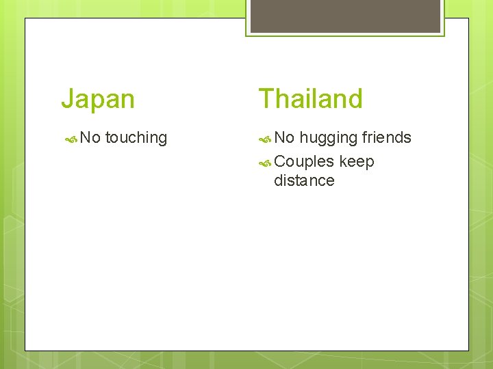 Japan Thailand No touching hugging friends Couples keep distance 