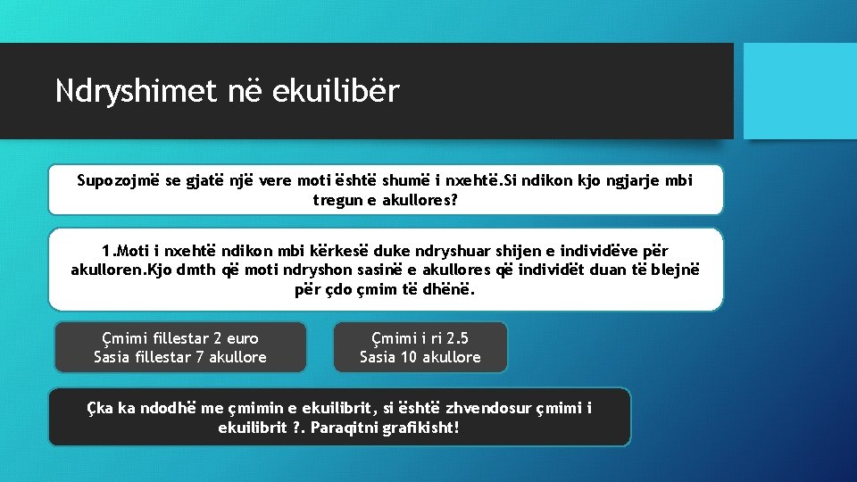 Ndryshimet në ekuilibër Supozojmë se gjatë një vere moti është shumë i nxehtë. Si