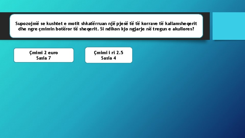 Supozojmë se kushtet e motit shkatërruan një pjesë të të korrave të kallamsheqerit dhe
