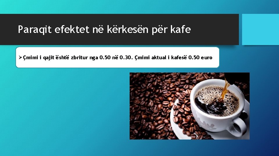 Paraqit efektet në kërkesën për kafe ØÇmimi i qajit është zbritur nga 0. 50