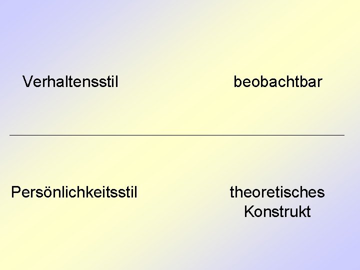  Verhaltensstil beobachtbar Persönlichkeitsstil theoretisches Konstrukt 