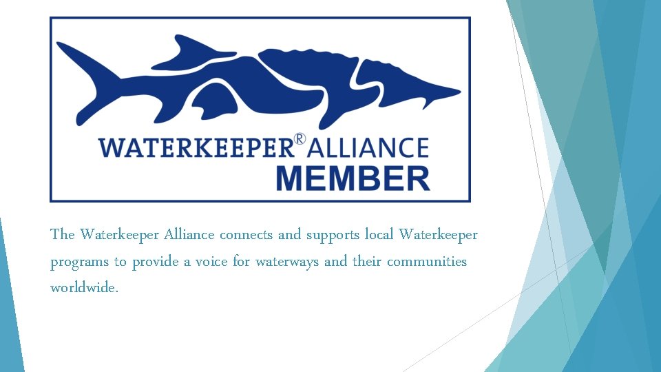 The Waterkeeper Alliance connects and supports local Waterkeeper programs to provide a voice for