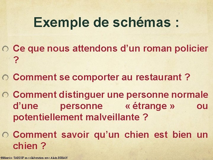 Exemple de schémas : Ce que nous attendons d’un roman policier ? Comment se