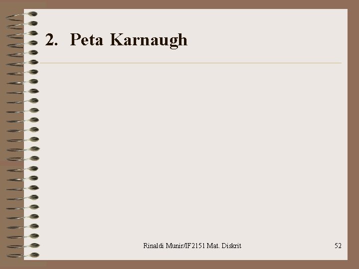 2. Peta Karnaugh Rinaldi Munir/IF 2151 Mat. Diskrit 52 