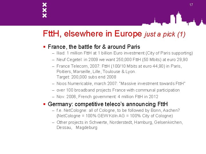 17 Ftt. H, elsewhere in Europe just a pick (1) § France, the battle